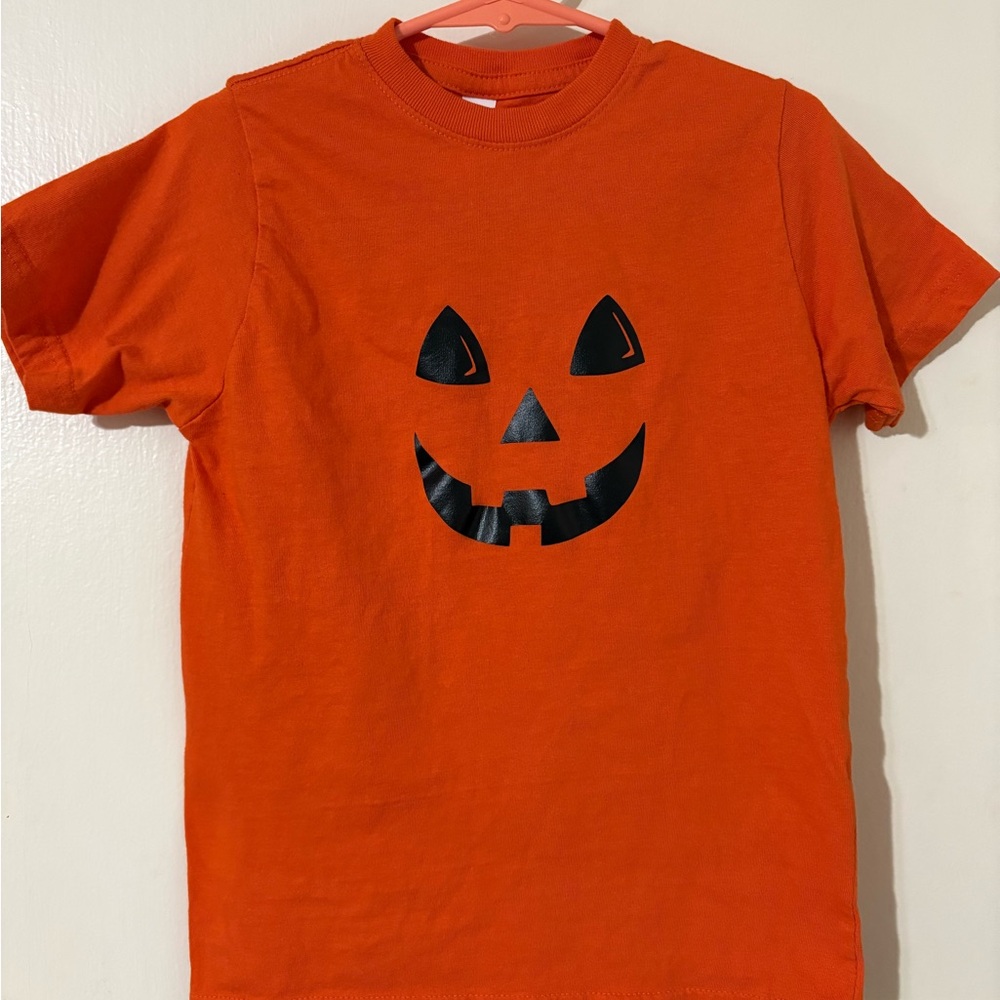 Rabbit Skins Orange Pumpkin T-Shirt Fall Kids Tee Size 5/6